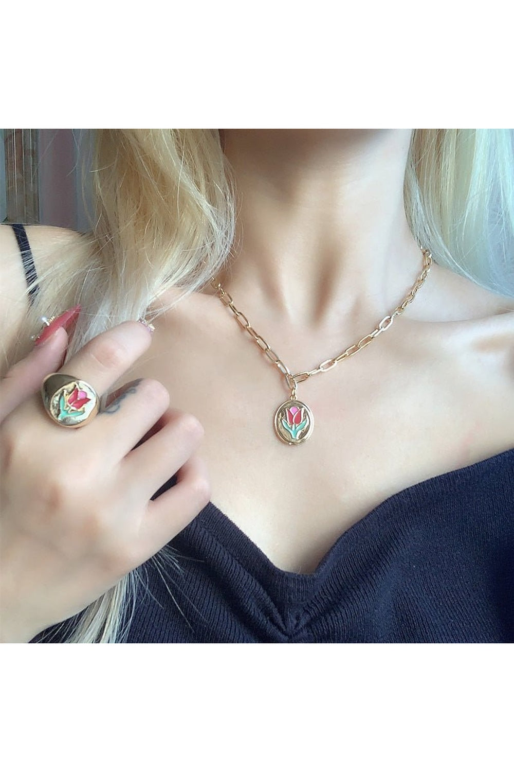 Y2k Rainbow Crystal Necklace