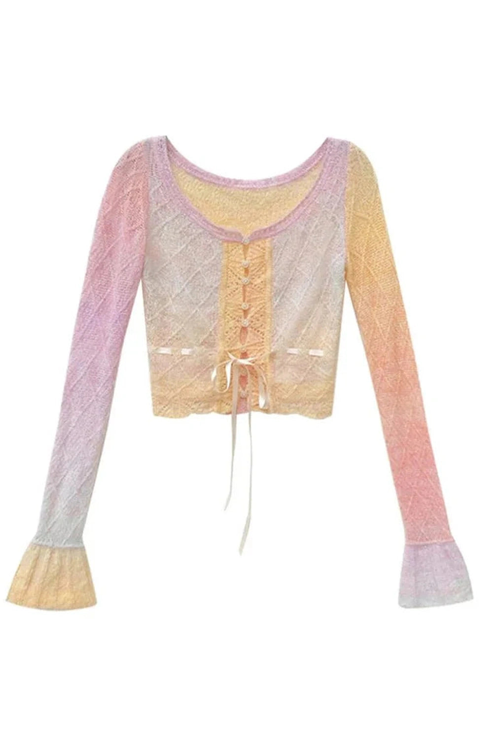 Y2k Rainbow Gradient Lace Cardigan