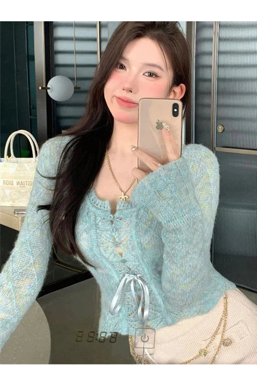 Y2k Rainbow Gradient Lace Cardigan