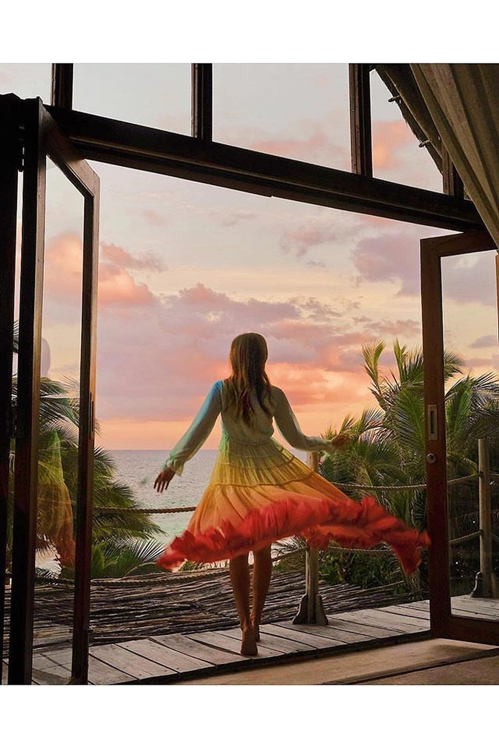 Y2k Rainbow high low dress