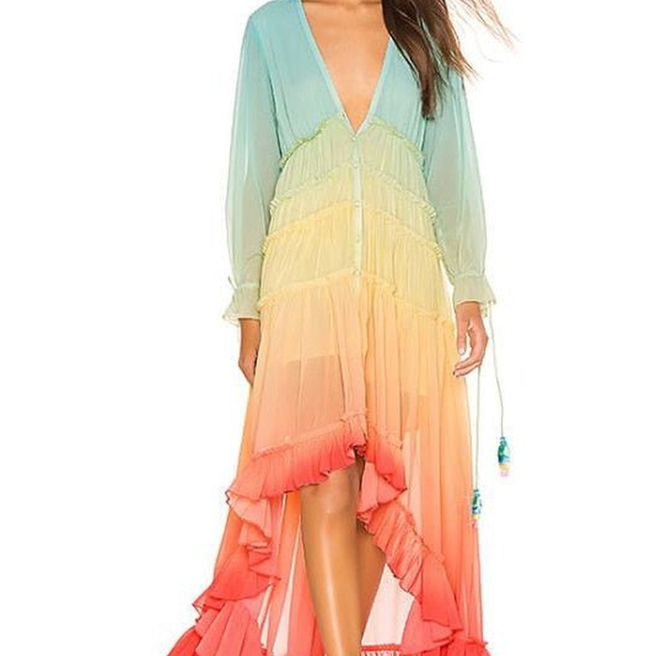 Y2k Rainbow high low dress