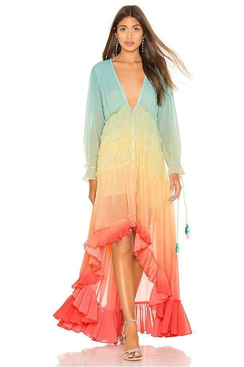 Y2k Rainbow high low dress