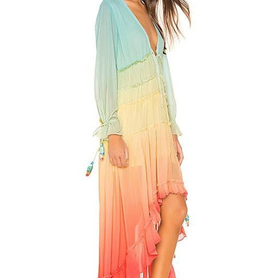 Y2k Rainbow high low dress