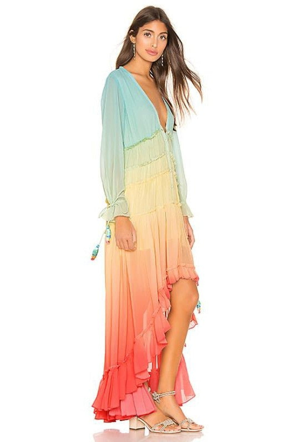 Y2k Rainbow high low dress