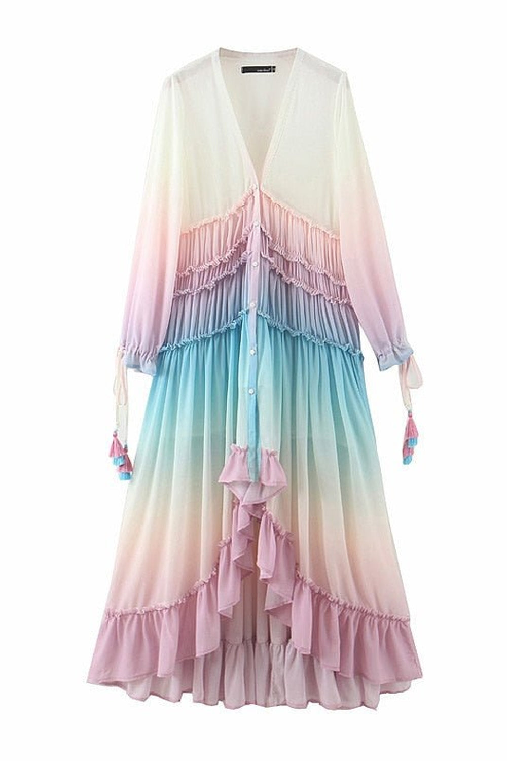 Y2k Rainbow high low dress