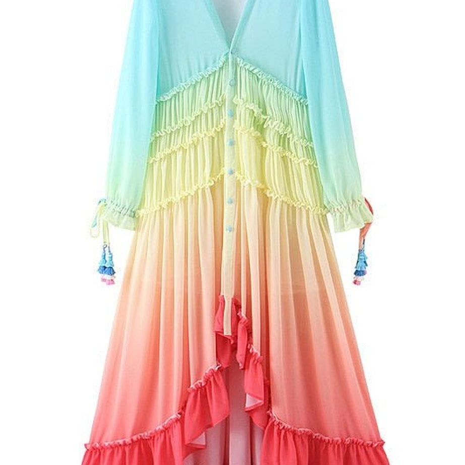 Y2k Rainbow high low dress