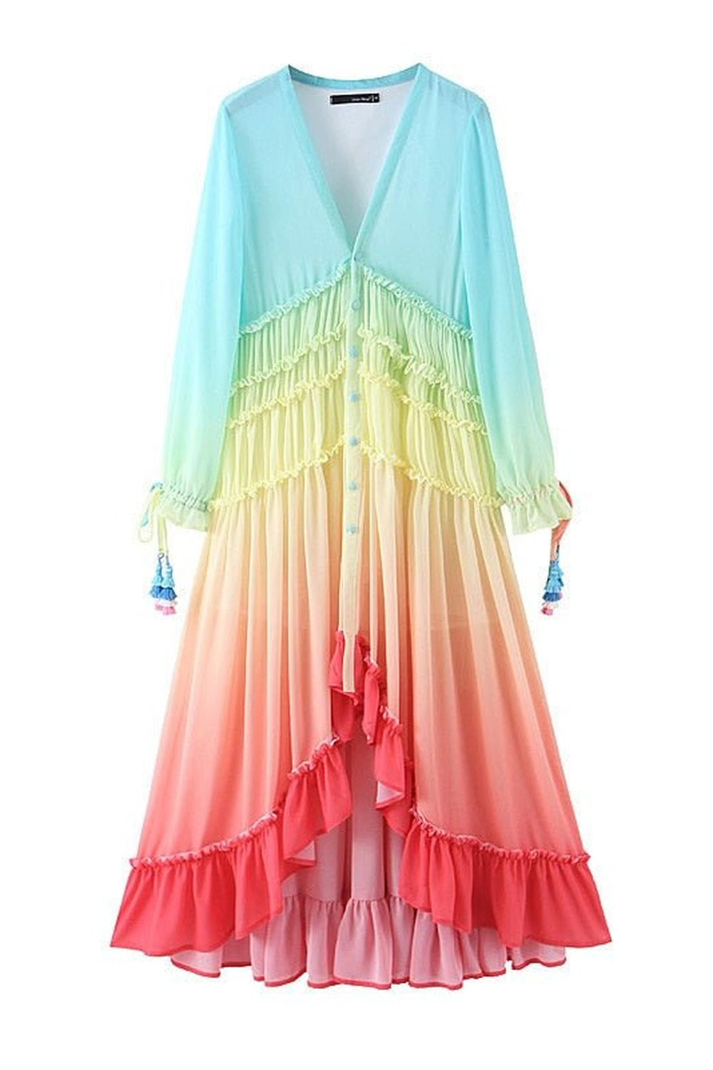 Y2k Rainbow high low dress