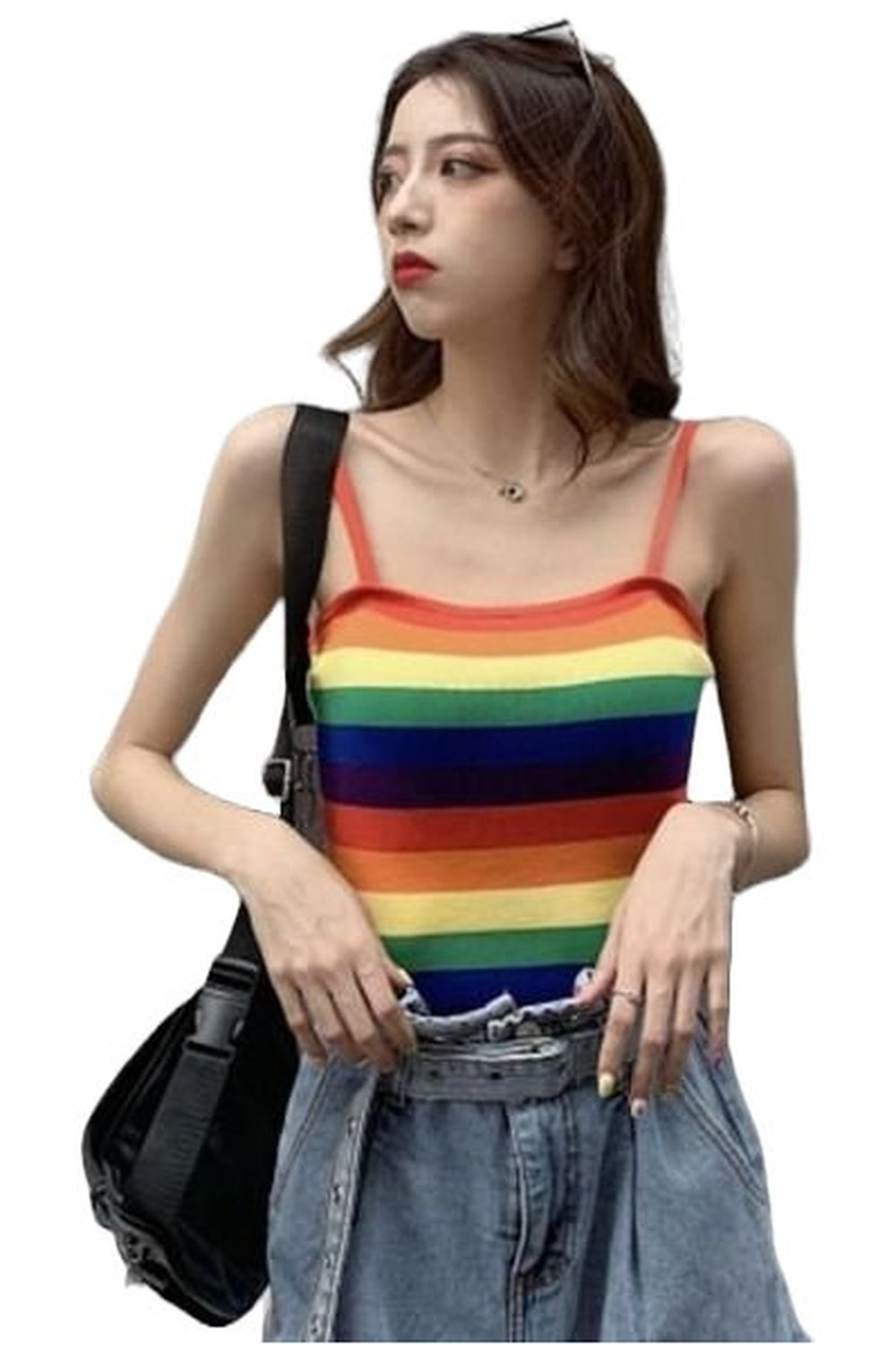 Y2k Rainbow Striped Crop Top