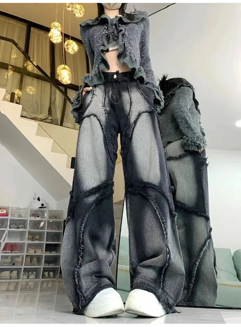 Y2k Raw White High Waisted Jeans