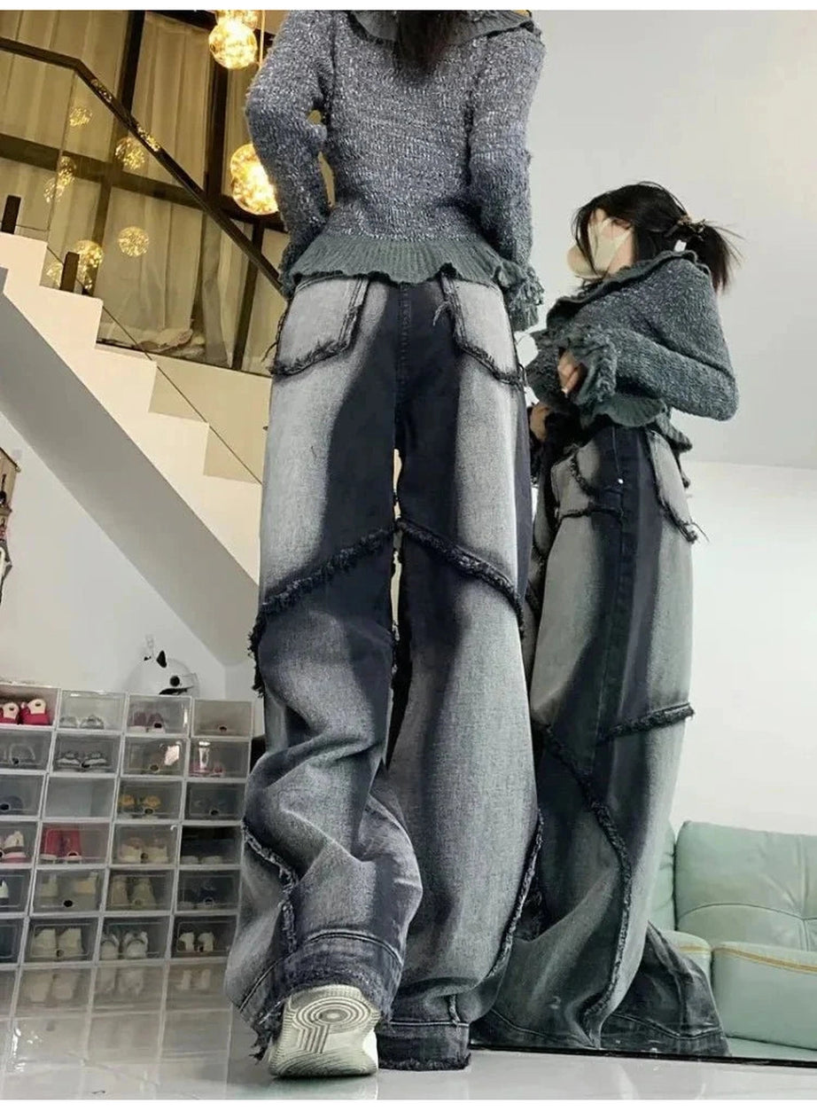 Y2k Raw White High Waisted Jeans