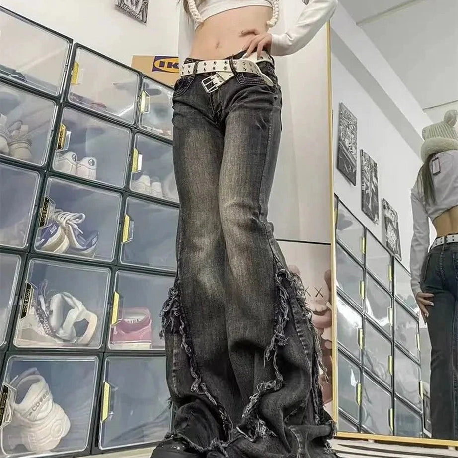 Y2k Rebel Fray Flare Jeans