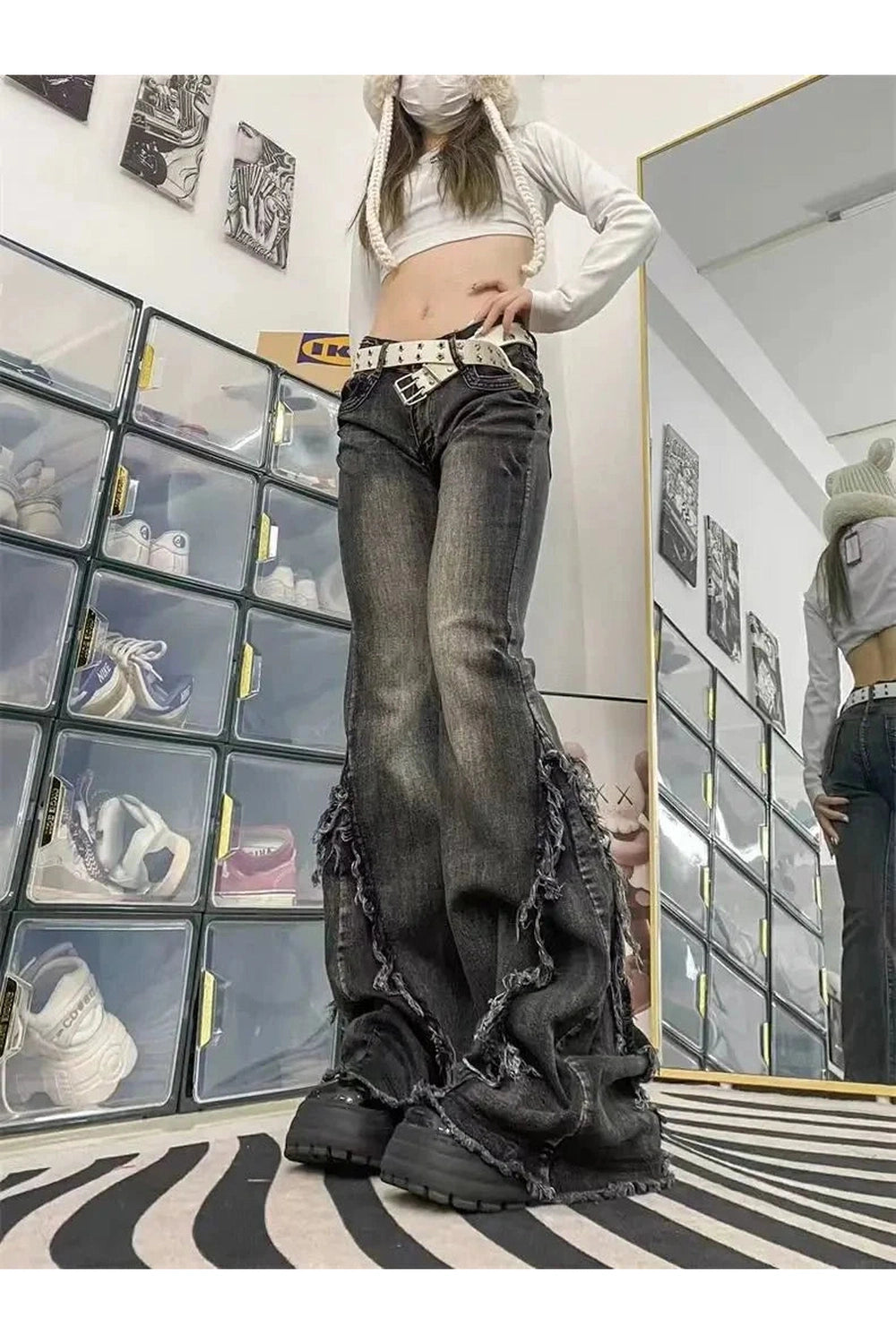 Y2k Rebel Fray Flare Jeans