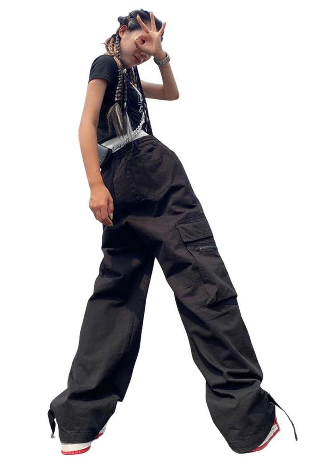 Y2k Red Cargo Wide Leg Pants