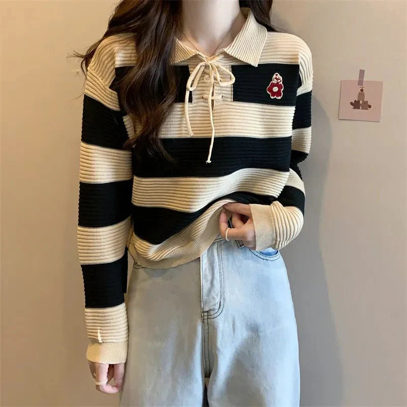 Y2k Red Doll Collar Knit Sweater