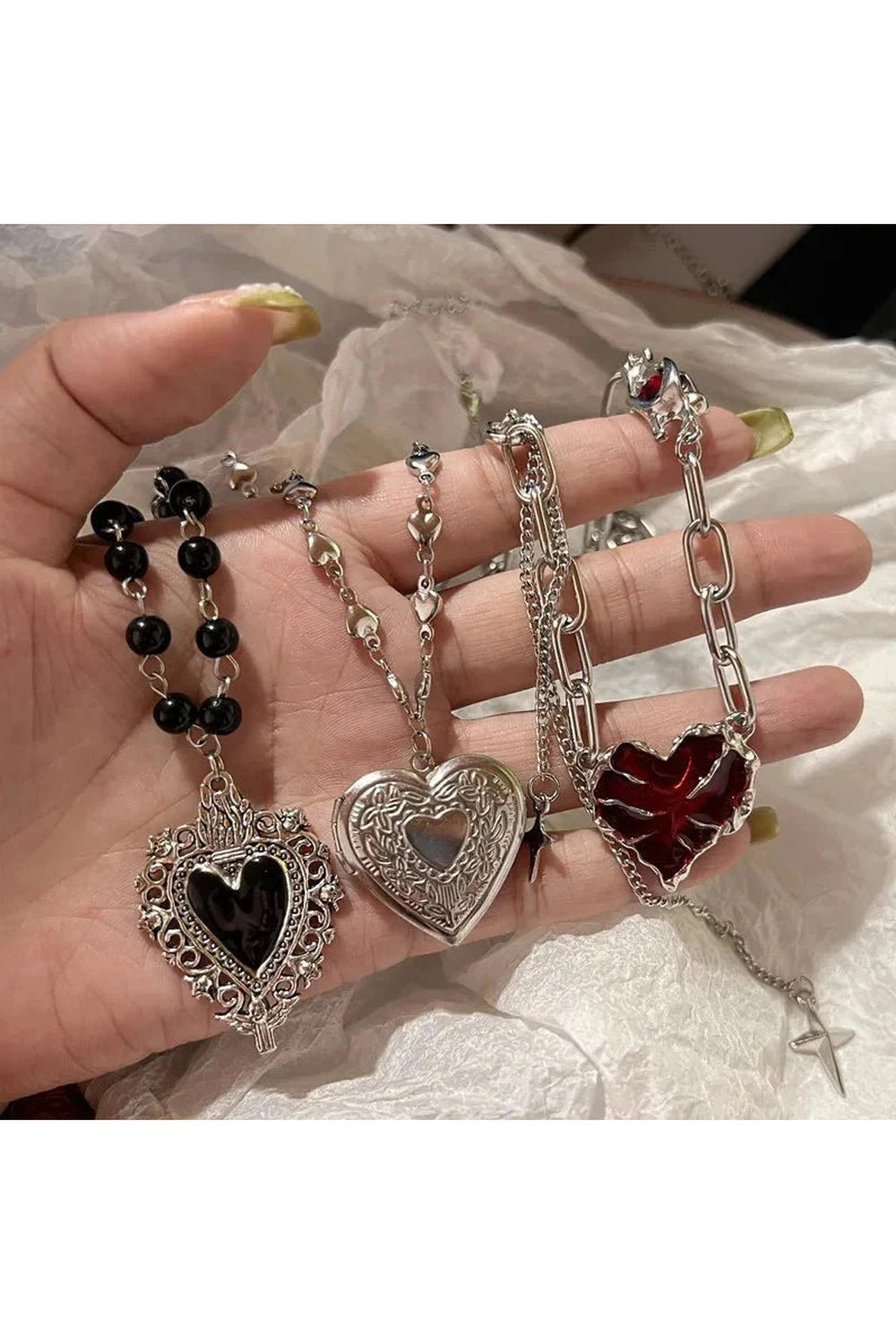 Y2k Red Heart Gothic Necklace
