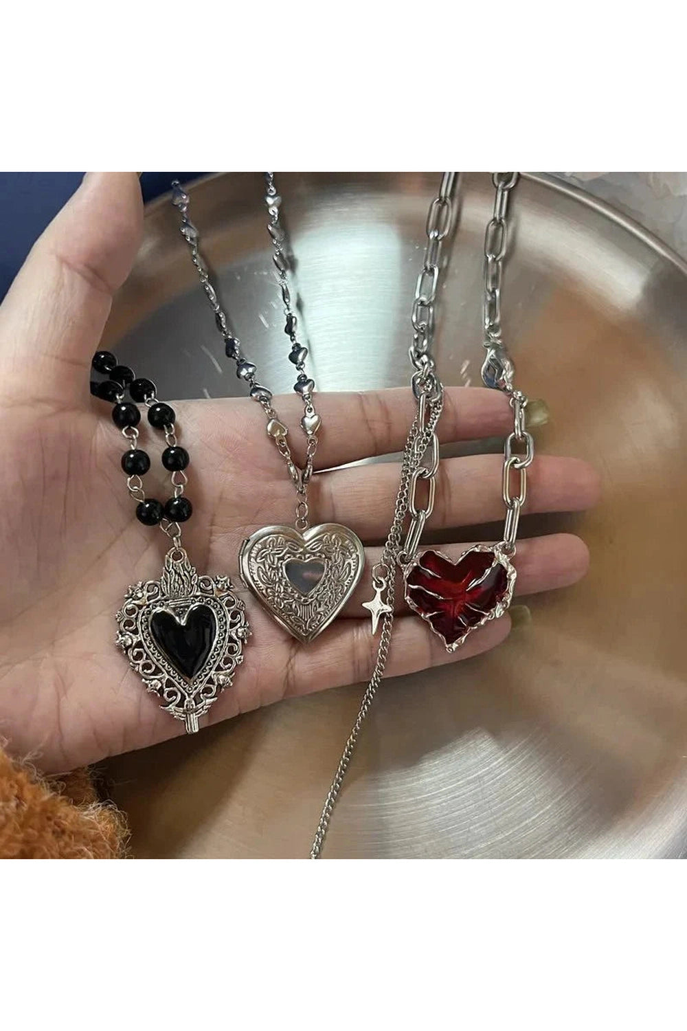 Y2k Red Heart Gothic Necklace