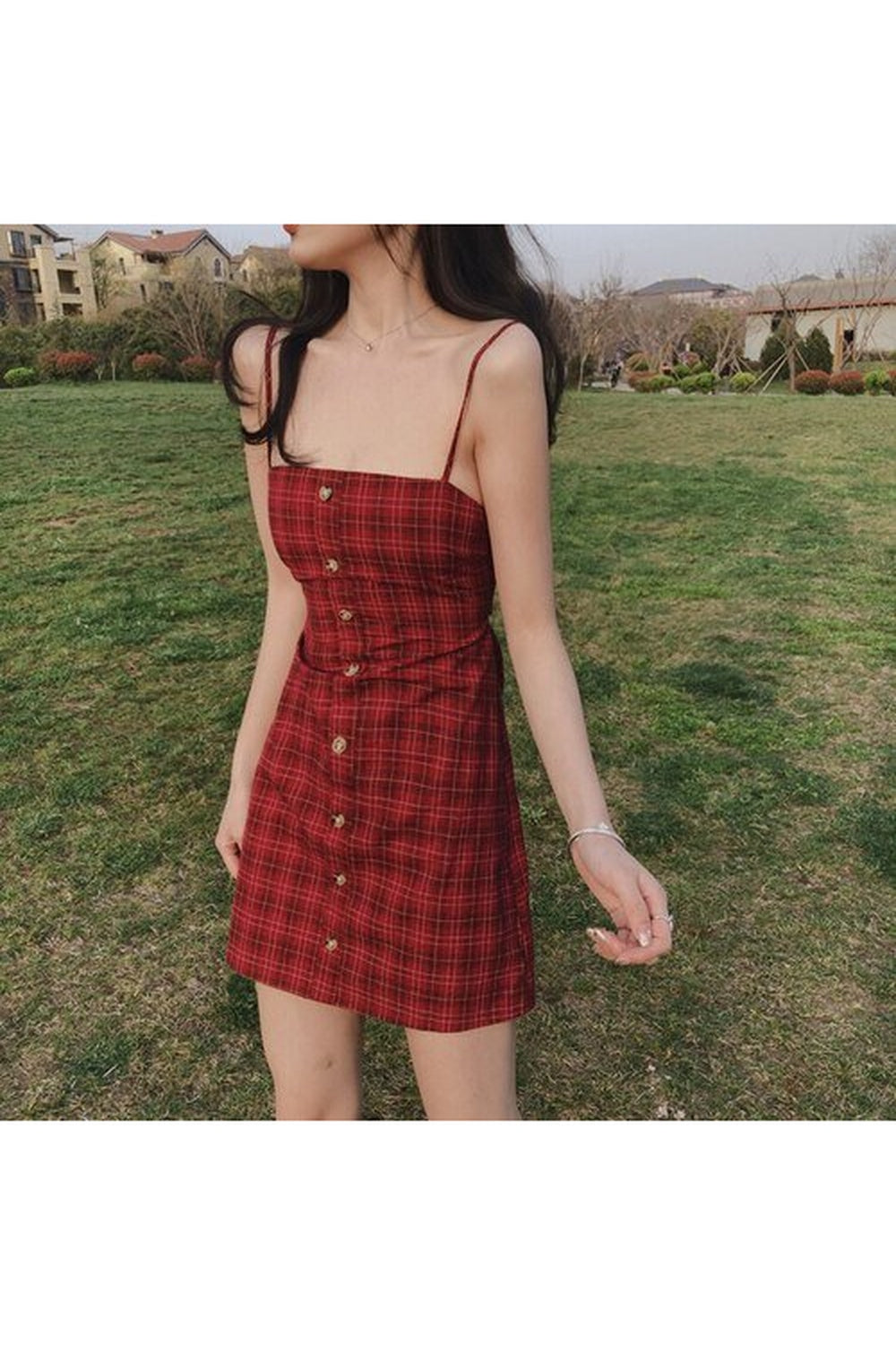 Y2k Red Plaid Retro Dress