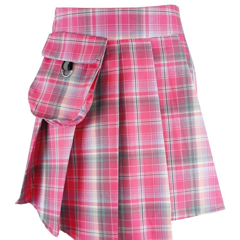 Y2k Red Tartan Button Mini Skirt