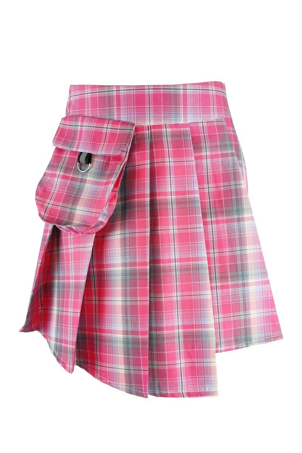 Y2k Red Tartan Button Mini Skirt