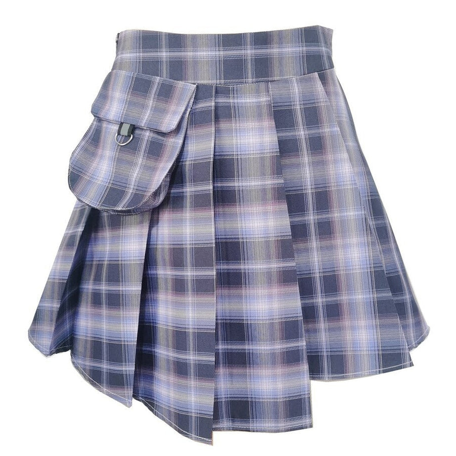 Y2k Red Tartan Button Mini Skirt
