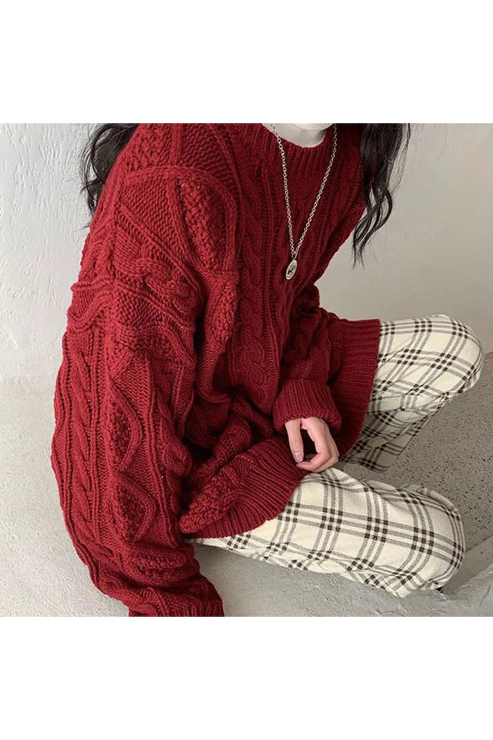 Y2k Red Twist Knit Preppy Sweater