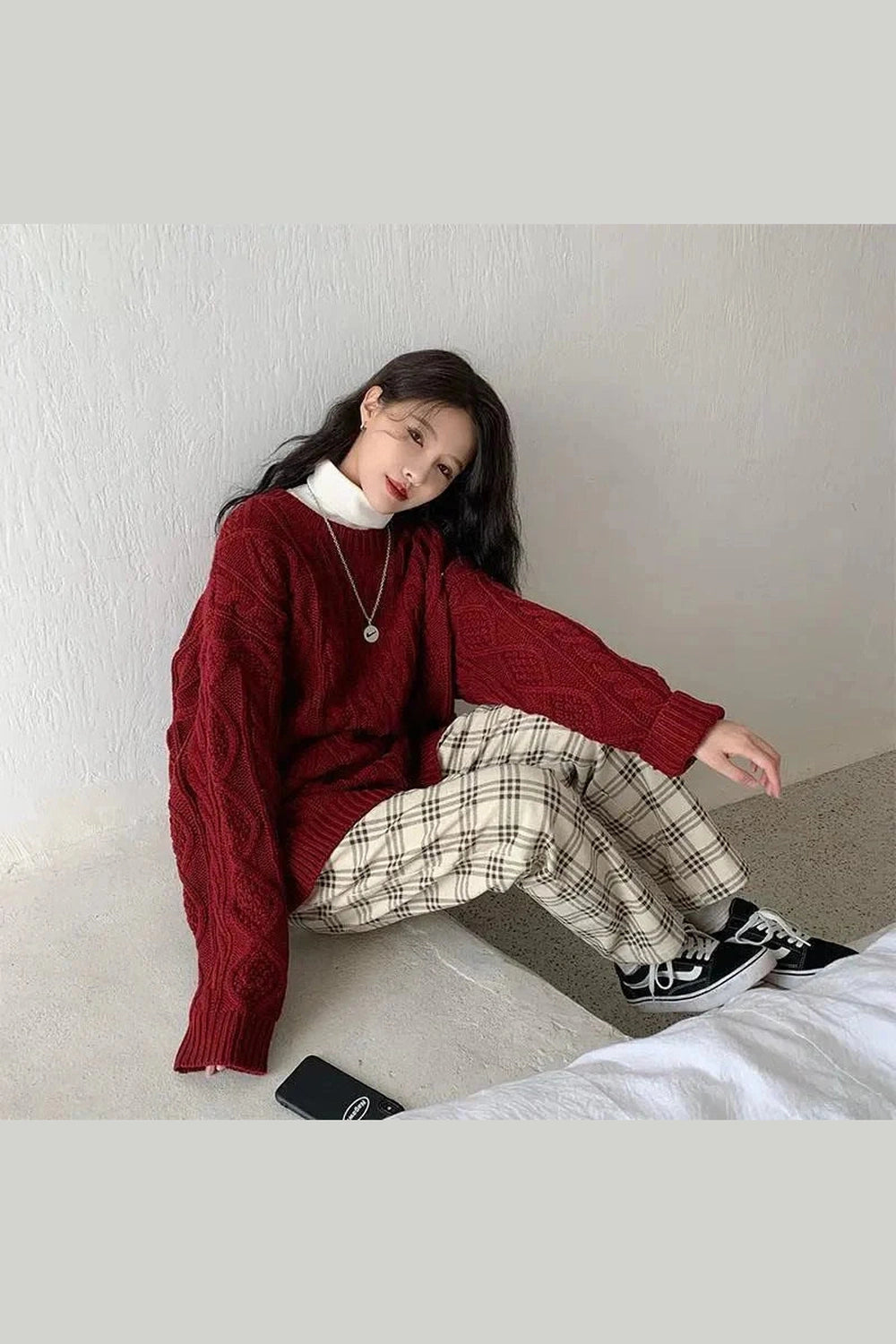 Y2k Red Twist Knit Preppy Sweater