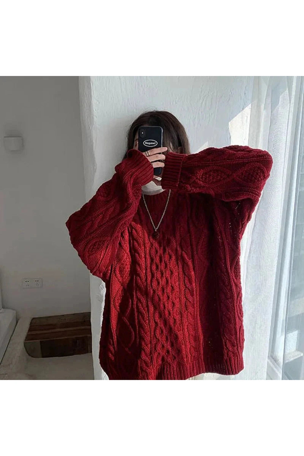 Y2k Red Twist Knit Preppy Sweater