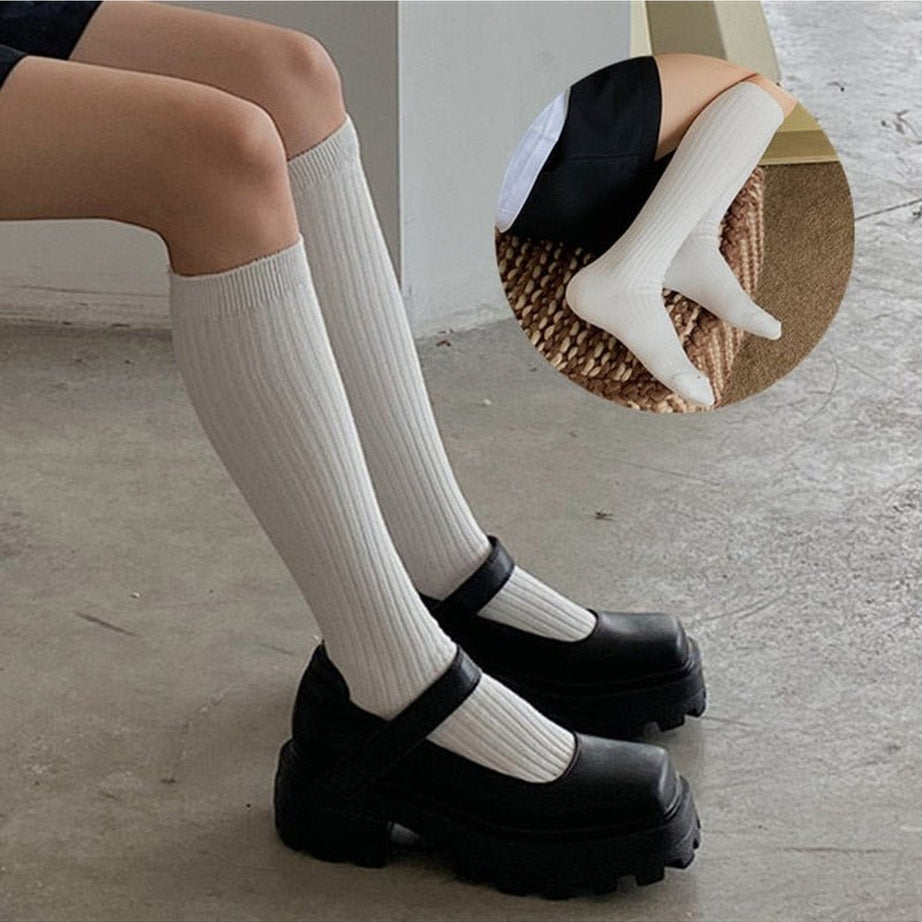 Y2k Retro Aesthetic Knit Cotton Long Socks