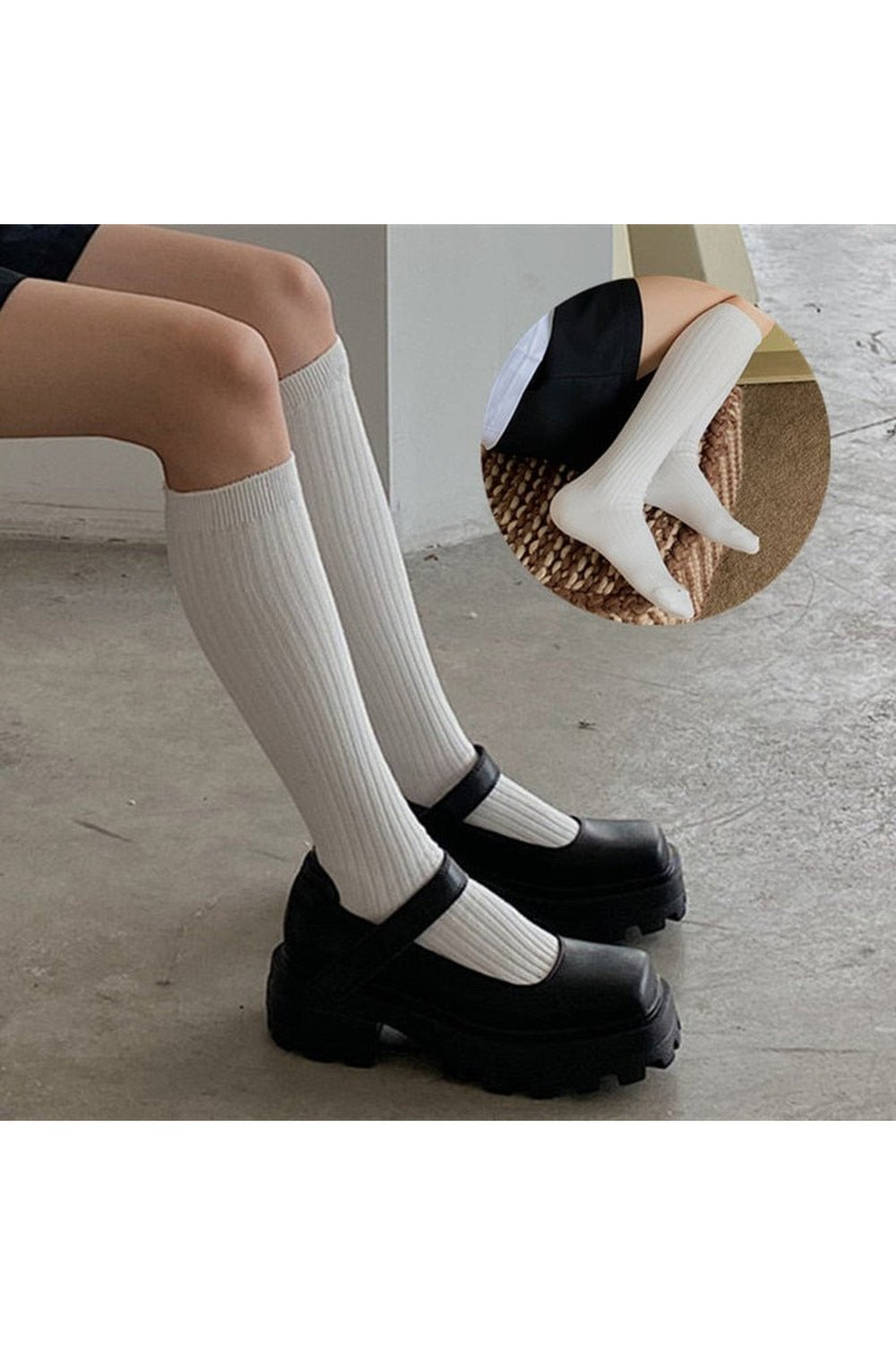 Y2k Retro Aesthetic Knit Cotton Long Socks