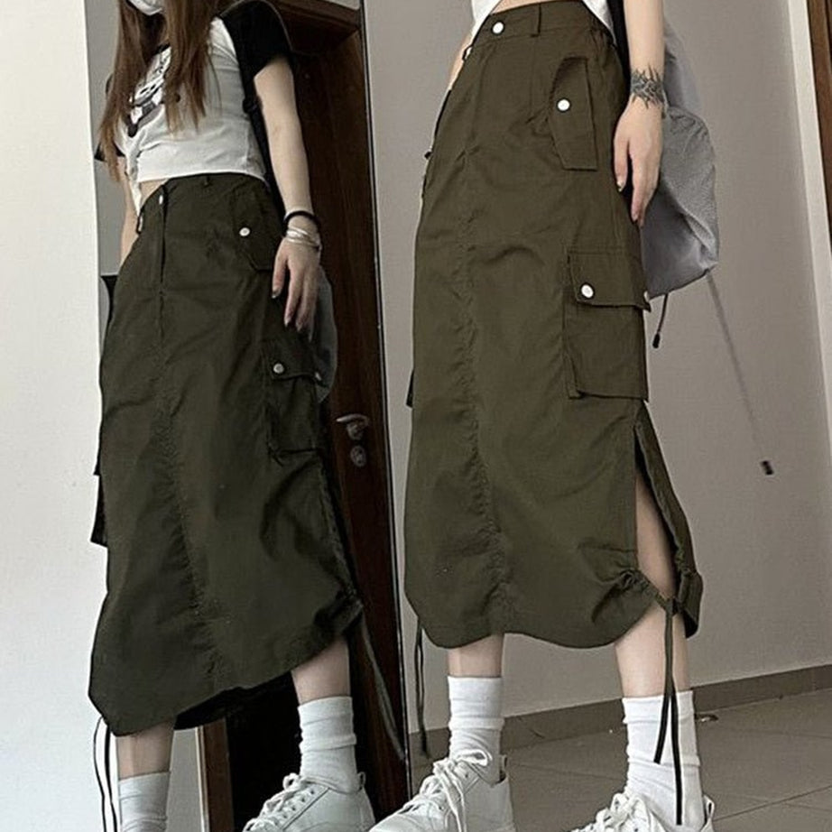 Y2k Retro Cargo Skirt with Pockets