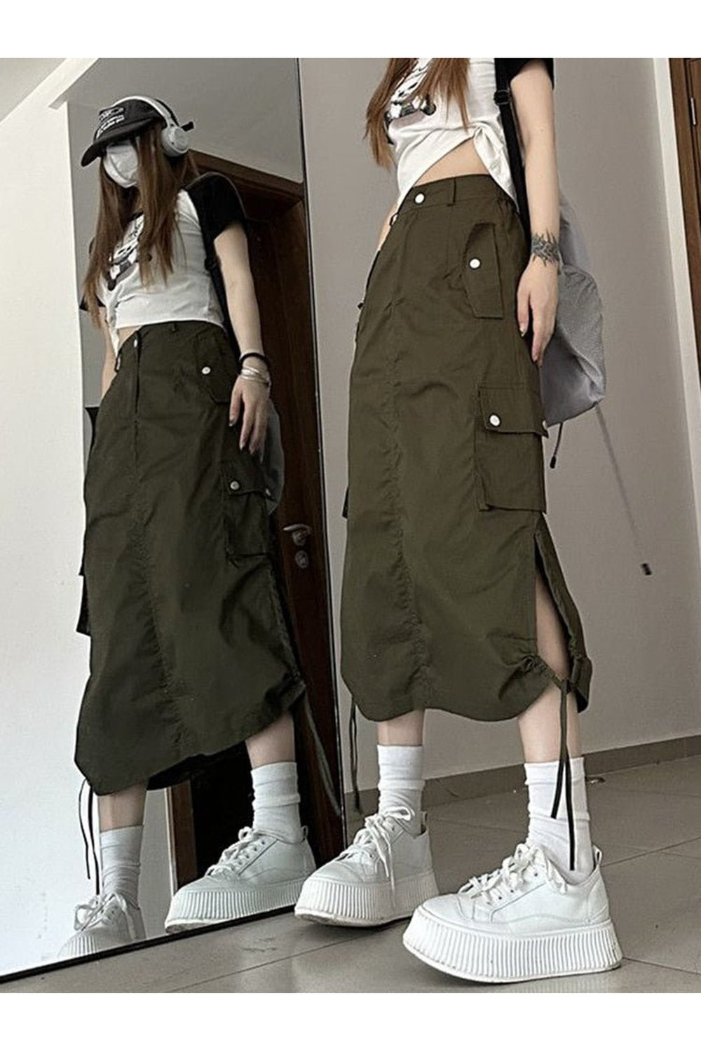 Y2k Retro Cargo Skirt with Pockets