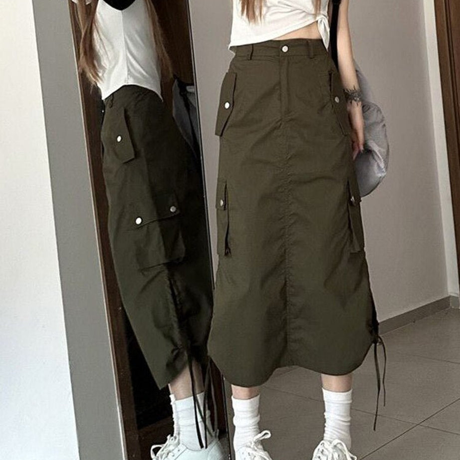 Y2k Retro Cargo Skirt with Pockets
