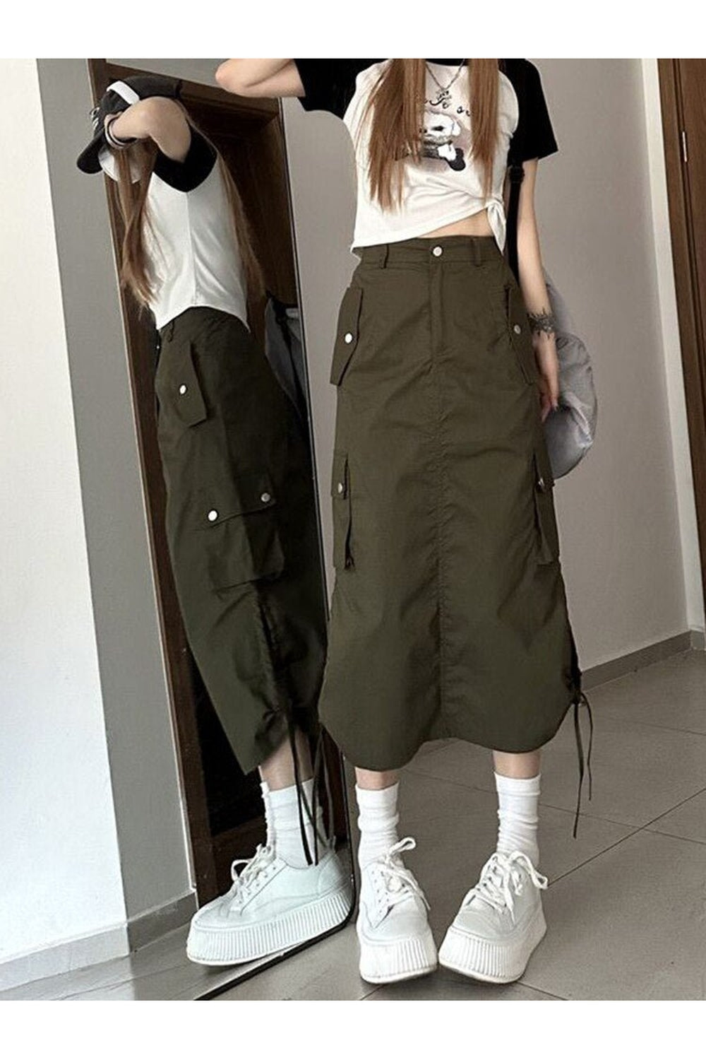 Y2k Retro Cargo Skirt with Pockets