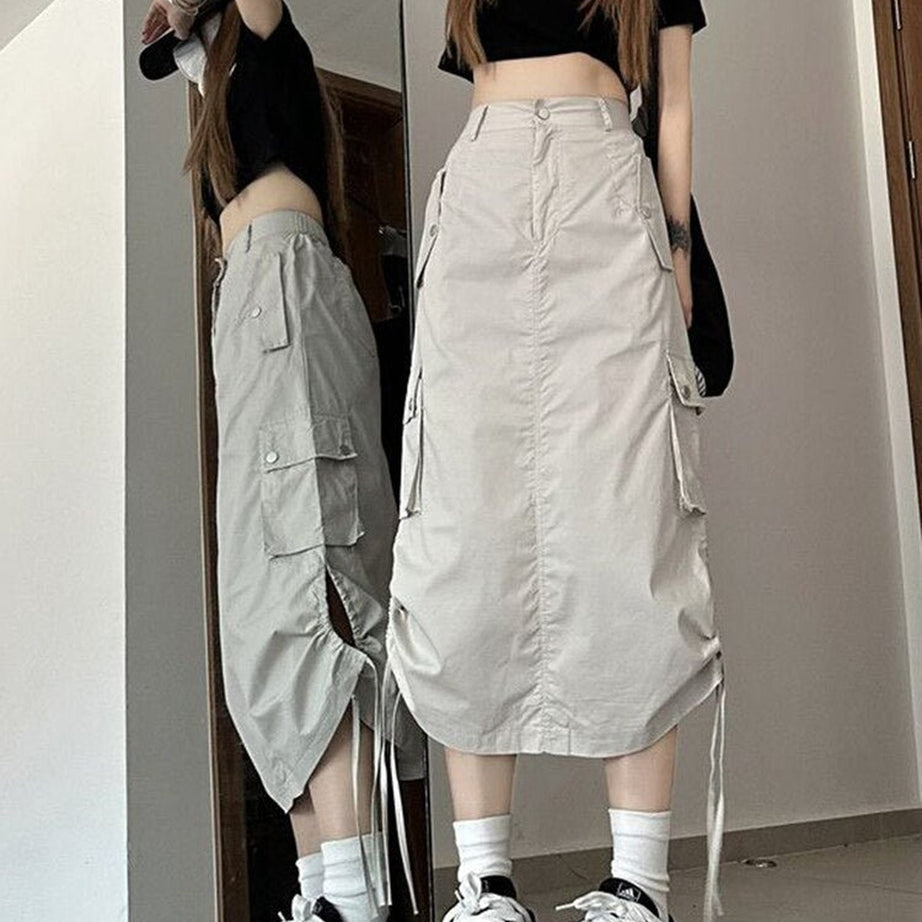 Y2k Retro Cargo Skirt with Pockets