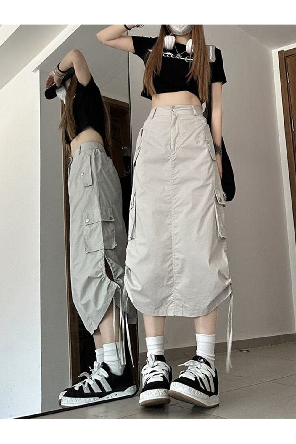 Y2k Retro Cargo Skirt with Pockets