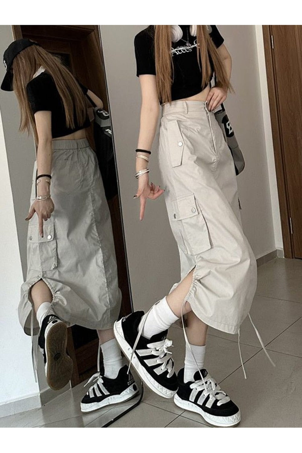 Y2k Retro Cargo Skirt with Pockets