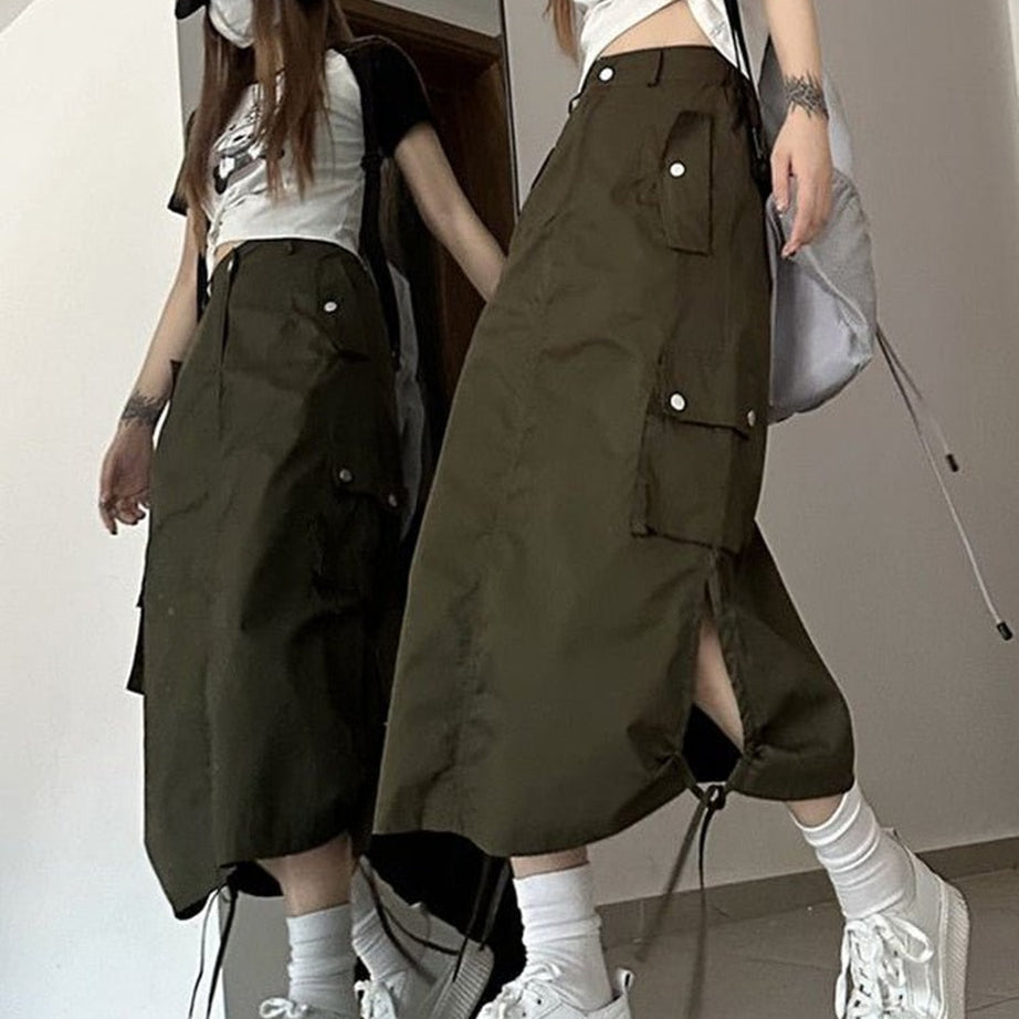 Y2k Retro Cargo Skirt with Pockets