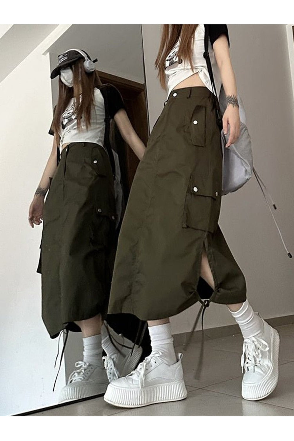 Y2k Retro Cargo Skirt with Pockets