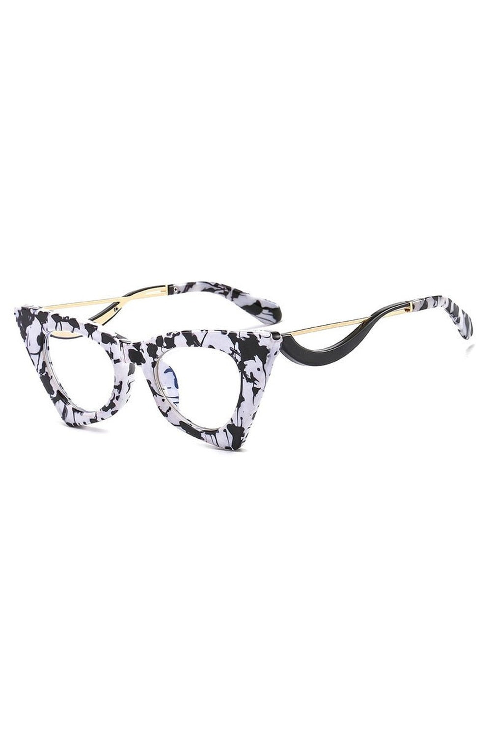 Y2k Retro Cat Eye Clear Lens Glasses