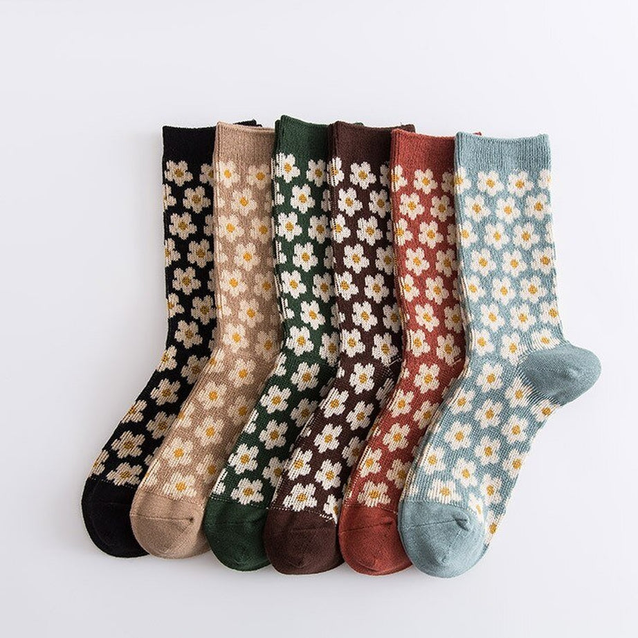 Y2k Retro Cozy Flower Socks