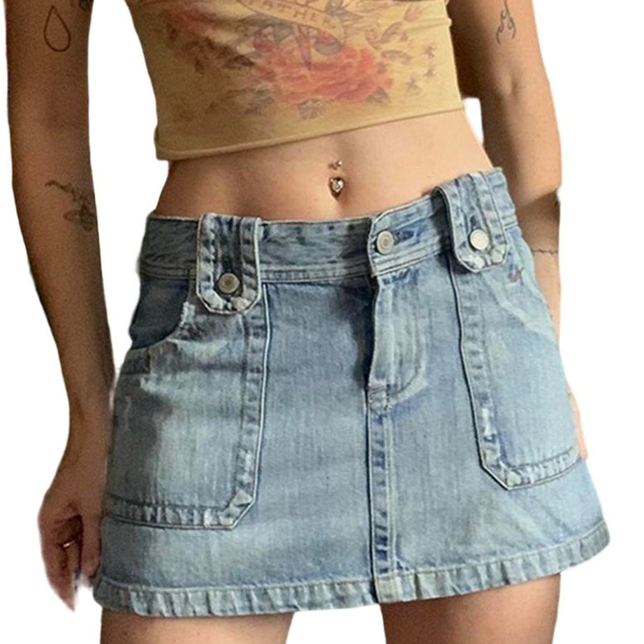 Y2k Retro Denim Pencil Skirt