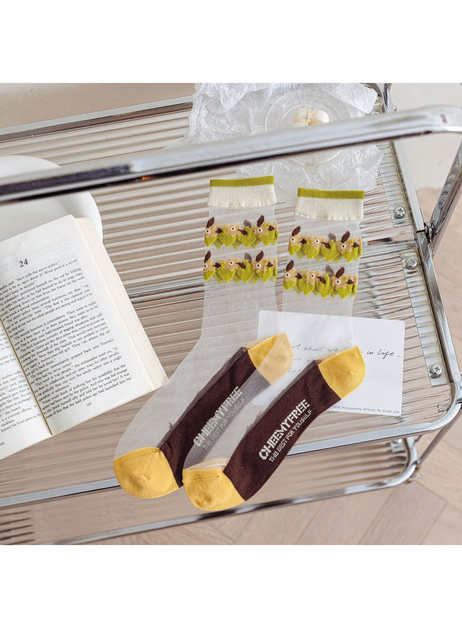Y2k Retro Flower Transparent Socks