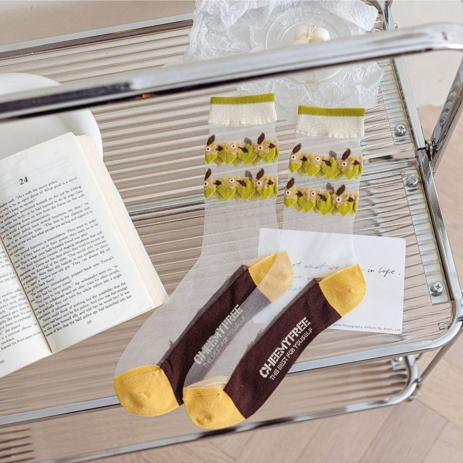 Y2k Retro Flower Transparent Socks