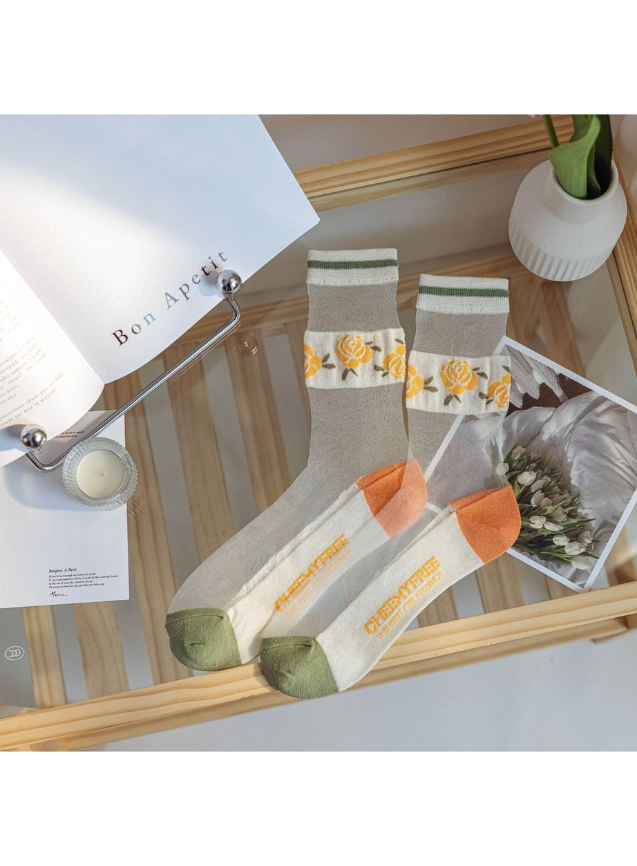 Y2k Retro Flower Transparent Socks