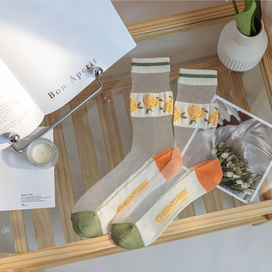 Y2k Retro Flower Transparent Socks