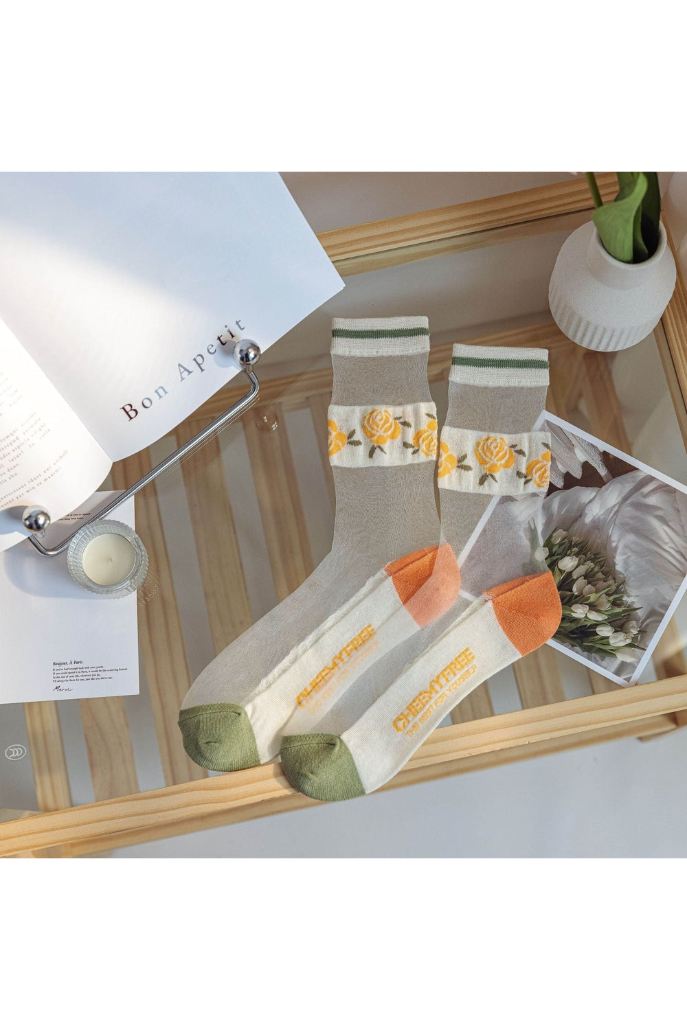 Y2k Retro Flower Transparent Socks