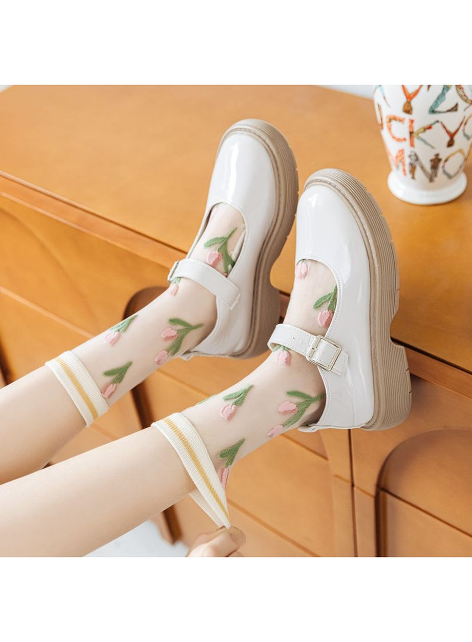 Y2k Retro Flower Transparent Socks