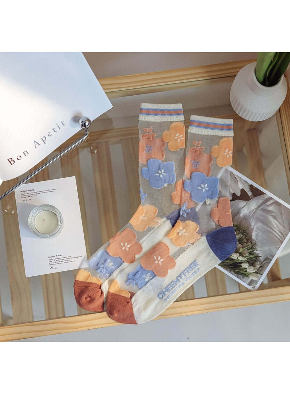 Y2k Retro Flower Transparent Socks