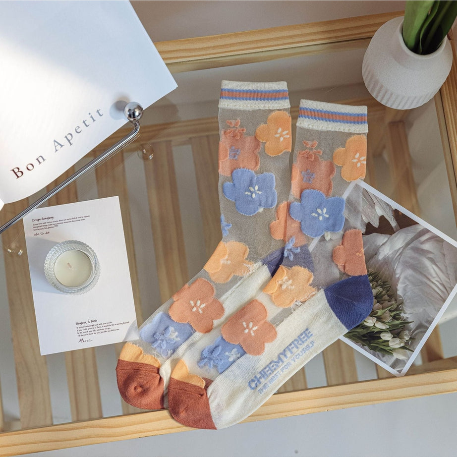 Y2k Retro Flower Transparent Socks