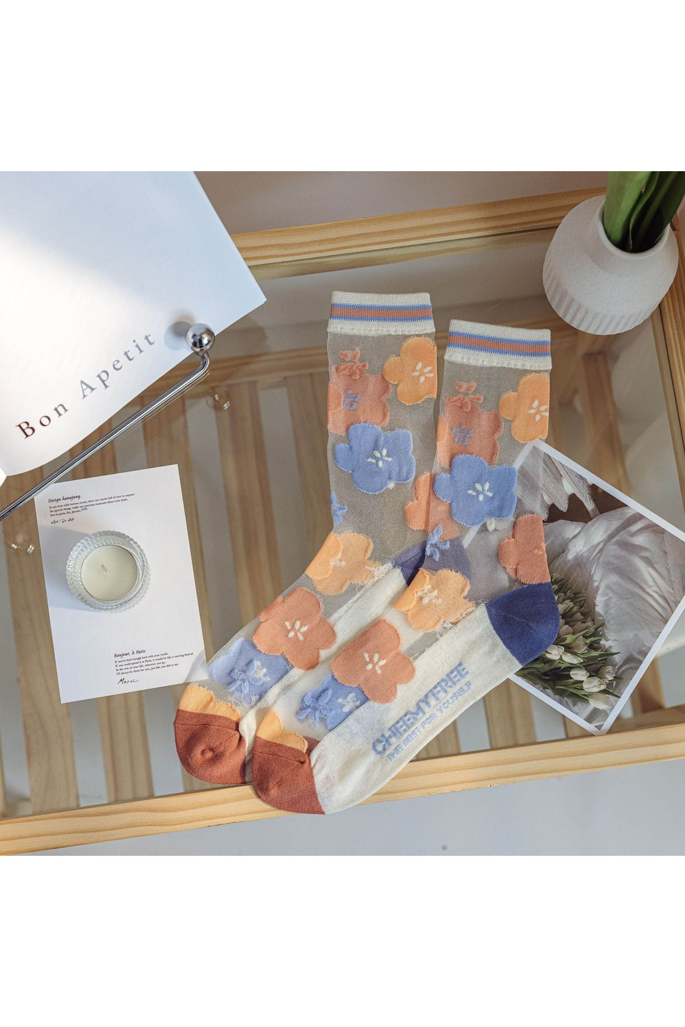 Y2k Retro Flower Transparent Socks